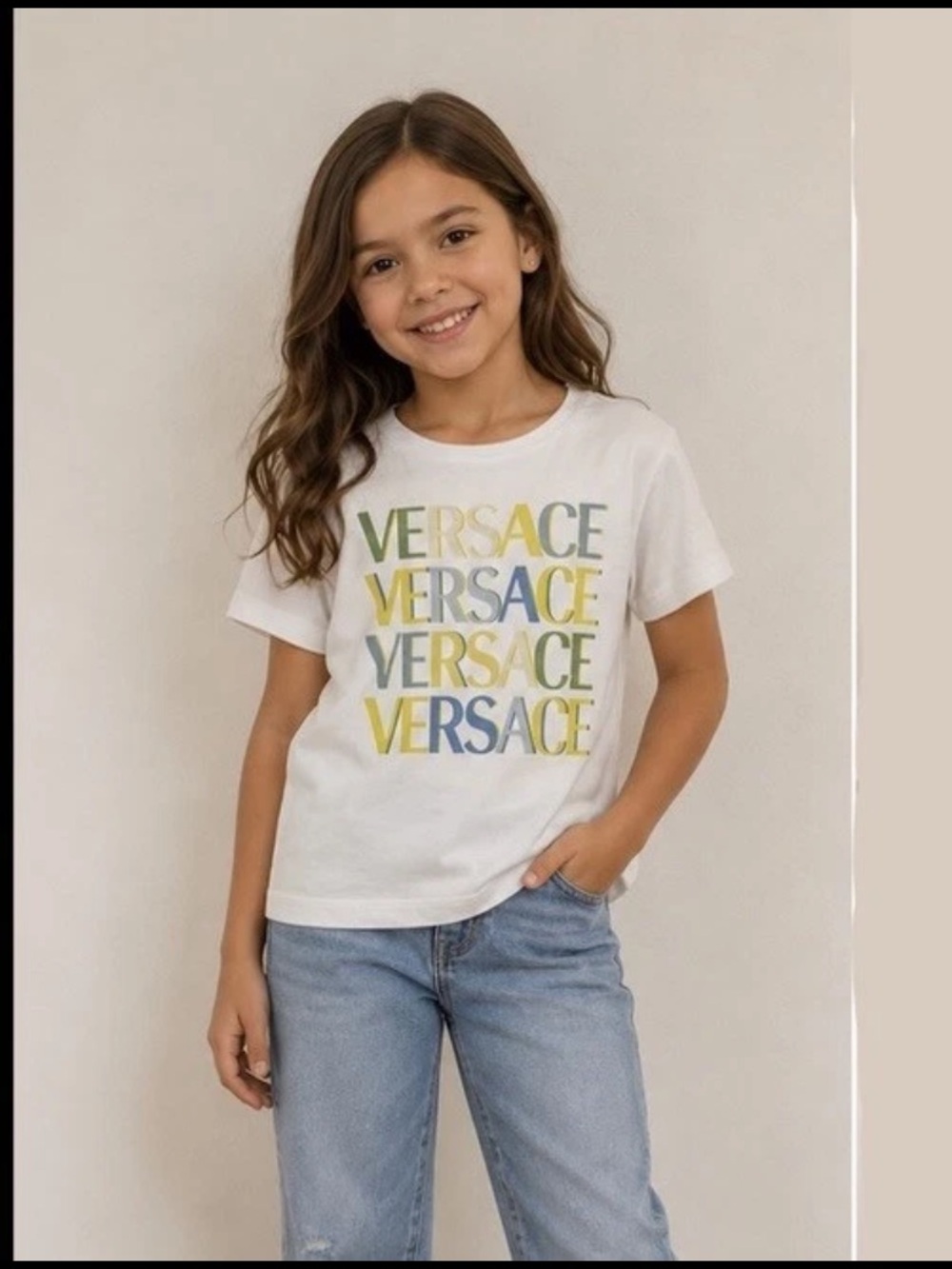 Versace Girls Size 8 Good Vibes Only Graphic Logo T-Shirt